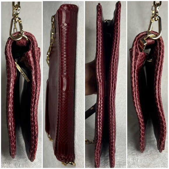 ✨✨✨✨SOLD✨✨✨✨ Tory Burch Authentic RARE Python Leather Maroon Shoulder Bag - Picture 6 of 10